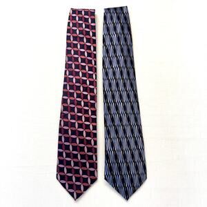 KRIMSON & CARLOS DEVENEZIA 100% Silk Tie Combo Set of 2 Men's Pink Blue